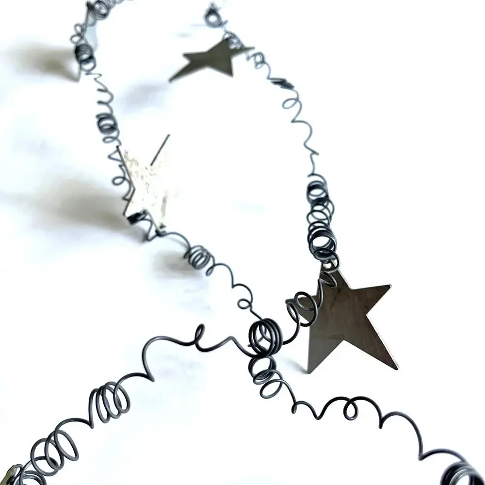 Handcrafted Garland Metal Stars on Coiled Wire 2-43